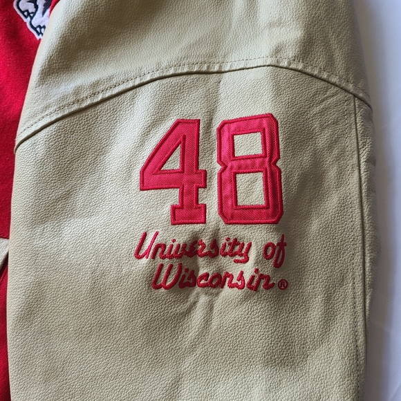 Vtg Wisconsin Badgers Leather Wool Letterman Varsity Bomber Jacket Bucky Coat XL - Picture 10 of 16